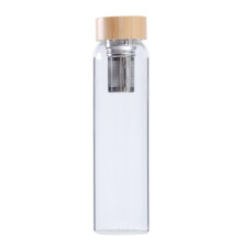 Оптовый заказ 1000 мл бамбуковая крышка стеклянная бутылка для воды с маркером времени стеклянная бутылка с рукавом